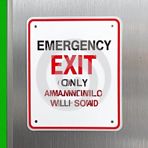 Humorous Emergency Exit Sign with Garbled Text