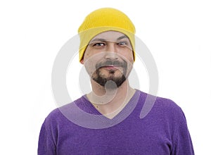 Humorous funny male portrait on white background