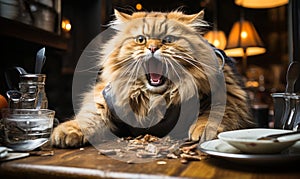 Humorous Hangry Cat Demanding Food with Humor Hungry and Angry