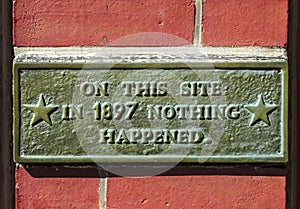 Humorous historical site sign