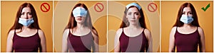 Humorous instruction on how to wear a protective face mask