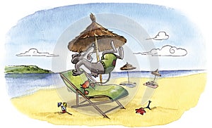 Humorous mouse at the beach