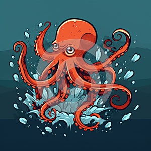 A humorous octopus t-shirt with a cartoonish design of a clumsy octopus tangled