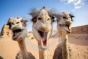 Humorous Ostrich selfie funny head. Generate Ai