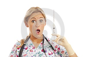 Humorous Portrait of young nurse