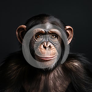 Humorous Studio Portrait Of A Chimp: A Captivating And Photo-realistic Chimpanzee Close-up