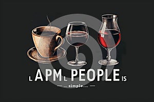 Humorous t-shirt design featuring coffee and wine for AM and PM people lifestyle photo