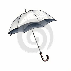 Humorous Umbrella Drawing In Dark Silver And Light Navy