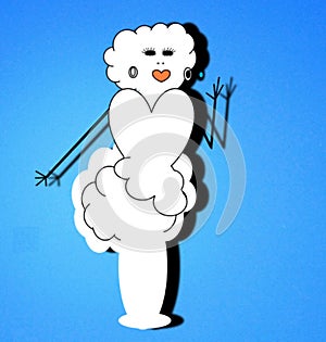 Humorous visualization of charisma in the form of a snow woman similar to Marilyn Monroe