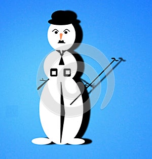 A humorous visualization of a talent in the form of a snowman, similar to Charlie Chaplin