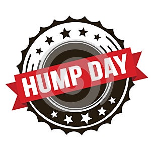 HUMP DAY text on red brown ribbon stamp