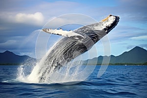 a humpback whale breaching the ocean surface
