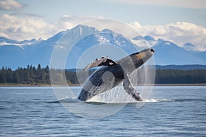 Humpback whale, Humpback whale in Alaska, USA, Alaska whale watching boat excursion, AI Generated