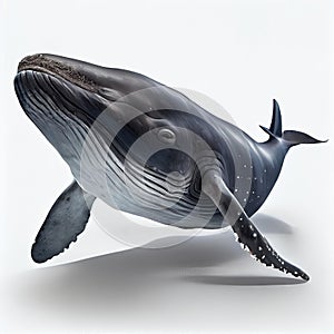 Humpback whale isolated on white background. Generative AI