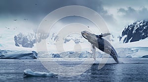 A Humpback Whale Jumping Out of the Water