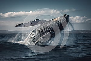 A Humpback whale jumps out of the water, Shot using a super tele