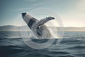 A Humpback whale jumps out of the water, Shot using a super tele