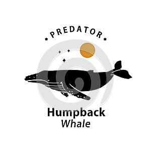 humpback whale logo vector outline silhouette art icon