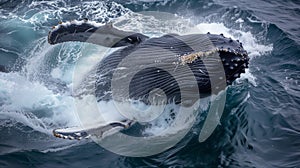 A Humpback Whale (Megaptera novaeangliae) breaching the waters photo