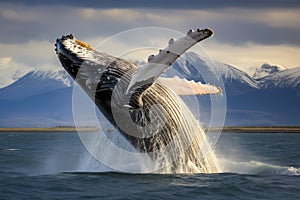 Humpback whale in Patagonia, Argentina, South America, Humpback Whale Megaptera novaeangliae breaching near Husavik City in