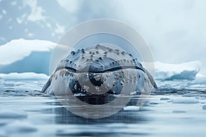 Humpback Whale Surface in Icy Waters