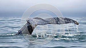 Humpback Whale Tail Slapping in Ocean Waters