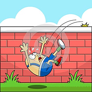 Humpty Dumpty Egg Cartoon Character Falling Off The Wall