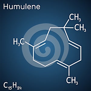 Humulene, alpha-humulene or ÃÂ±-caryophyllene molecule. It is component of the essential oil from flowering cone of hops plant.