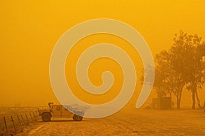 Humvee in sandstorm photo