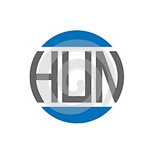 HUN letter logo design on white background. HUN creative initials circle logo concept. HUN letter design