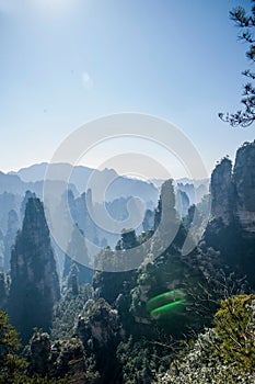 Hunan Zhangjiajie National Forest Park Huangshizhai peaks