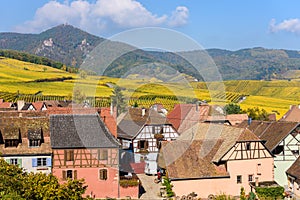 Hunawihr - small village in vineyards of alsace - france