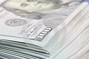 Hundred dollars bank notes background