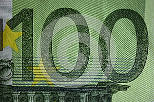 Hundred Euro bill close up