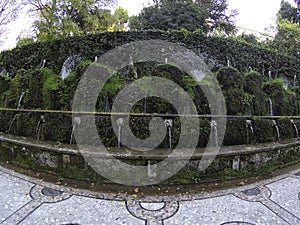 The Hundred Fountains Cento Fontane in the beautiful gardens of Villa D`Este, in Tivoli, Italy.