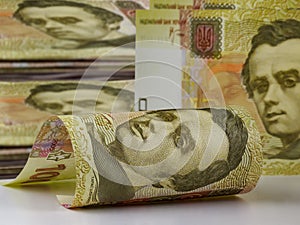 A hundred hryvnia bill. Ukrainian money.