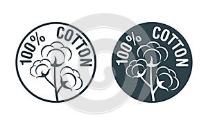 Hundred percents cotton flat icon