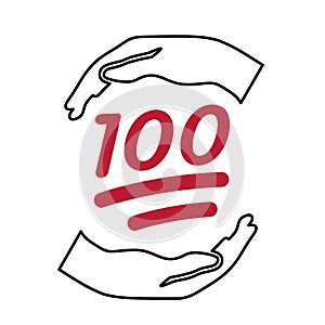 Hundred sure certainot Care1 hands protect nurture 100 double line red number