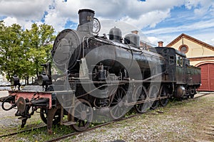 Hundred year old black steam locomotive