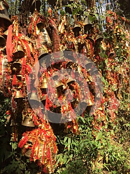 Hundreds of bells in the temple of Maa Kanta Bausuni, the thorn bamboo goddess, near Damanjodi, in Eastern India