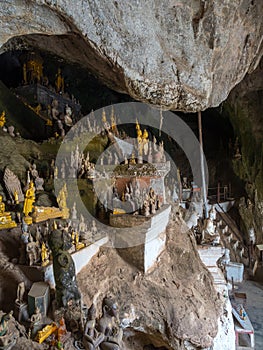 Hundreds of Buddha images in Pak Ou Caves. Luang Phabang, Laos, Asia