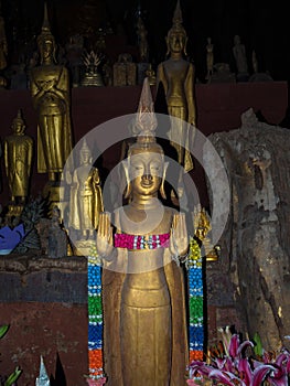 Hundreds of Buddha images in Pak Ou Caves. Luang Phabang, Laos, Asia