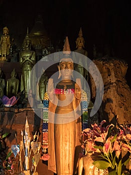 Hundreds of Buddha images in Pak Ou Caves. Luang Phabang, Laos, Asia