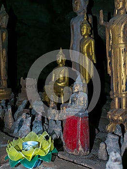 Hundreds of Buddha images in Pak Ou Caves. Luang Phabang, Laos, Asia