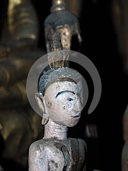 Hundreds of Buddha images in Pak Ou Caves. Luang Phabang, Laos, Asia