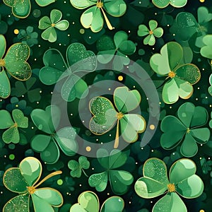 Hundreds of green three-leaf clovers, banner. The green color symbol of St. Patrick\'