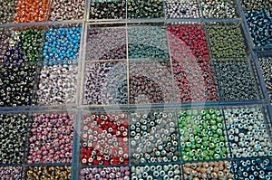 Hundreds of multi color beads above view