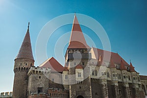 HUNEDOARA, ROMANIA: Famous in Europe, Corvin Castle or Hunyadi Castle in Hunedoara