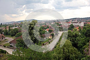 Hunedoara town seen from the Corvin Castele tower photo