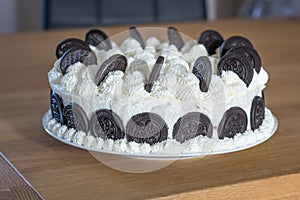 Hungarian biscuit cake with whipped cream